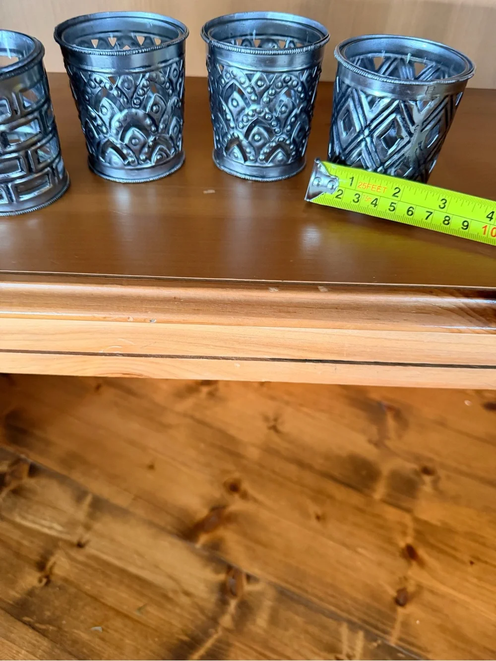 Decorative Silver Metal Votive Candle Holders - Set of 4